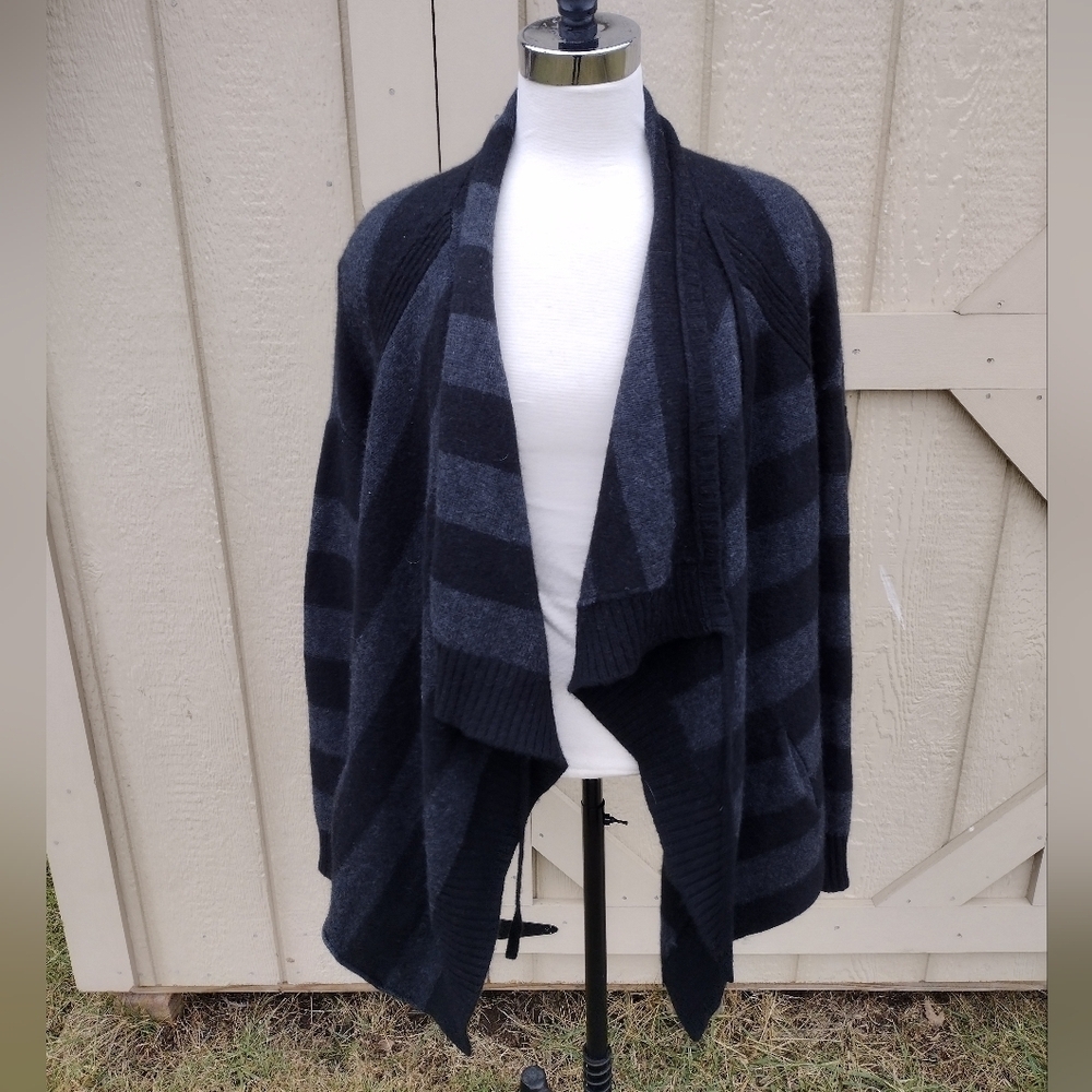 VINCE Cardigan drape tie front Cashmere Blend sweater waterfall Pockets Size L